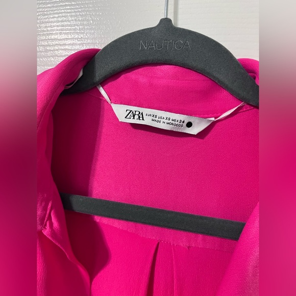 ZARA LIMITED EDITION SHIRT DRESS TIE DETAIL FUCHSIA - Picture 3 of 8